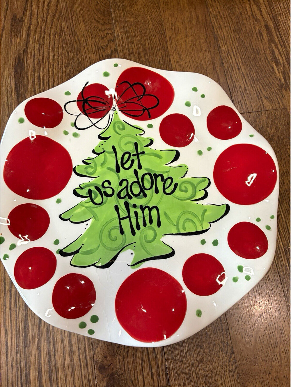 Burton + Burton Carla Grogan "Let Us Adore Him" Christmas Tree Plate Charger